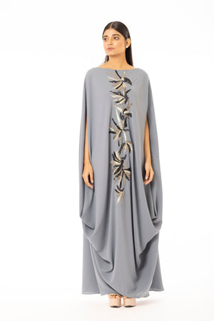 Embroidered Drape Dress