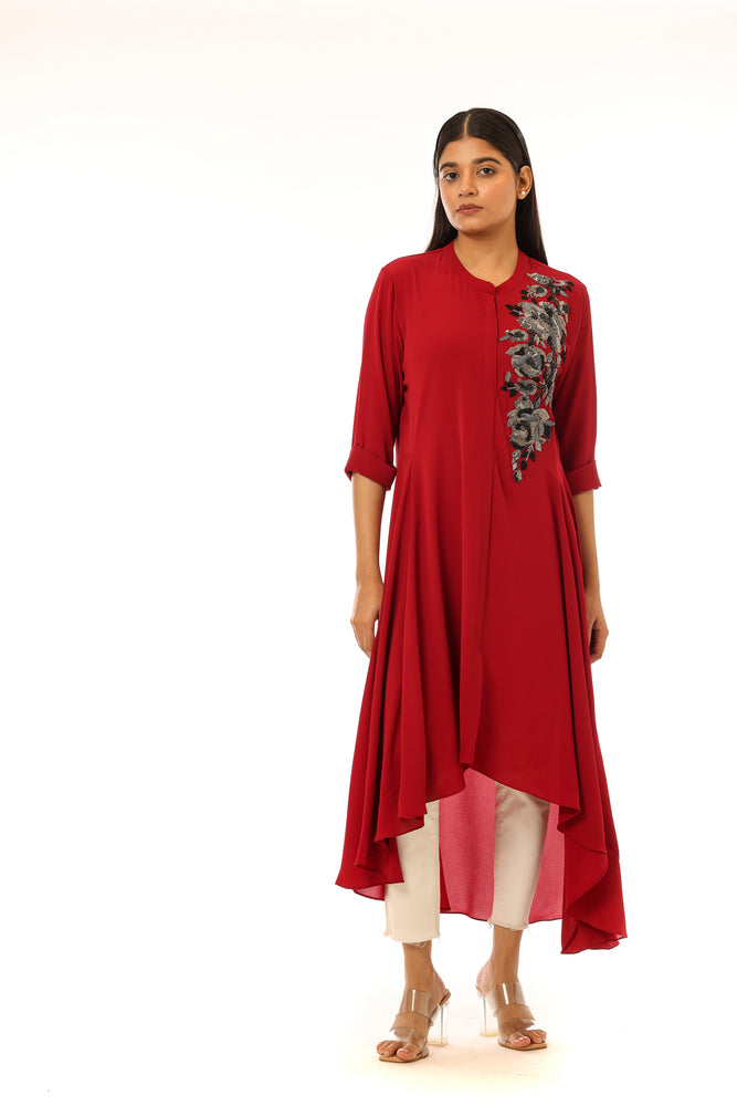 Asymmetric Embroidered Tunic